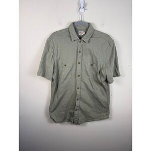 Faherty Organic Cotton Short Sleeve Button Down Shirt Sage Green MXC0006-COS